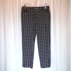Valerie Stevens Womens Pants Size 6 Black White Geometric Print Stretch Career